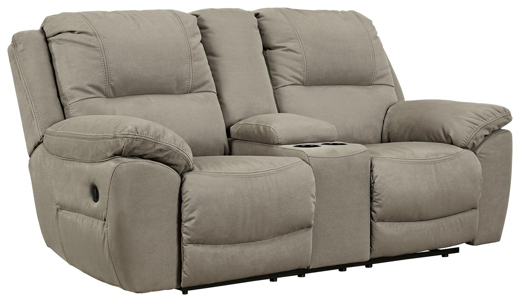 Next-gen Gaucho Putty Microfiber Reclining Loveseat With Console - Ella Furniture