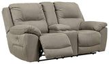 Next-gen Gaucho Putty Microfiber Power Reclining Loveseat With Console - Ella Furniture