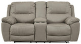 Next-gen Gaucho Putty Microfiber Power Reclining Loveseat With Console - Ella Furniture