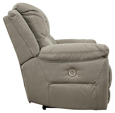 Next-gen Gaucho Putty Microfiber Power Reclining Loveseat With Console - Ella Furniture