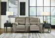 Next-gen Gaucho Putty Microfiber Reclining Loveseat With Console - Ella Furniture