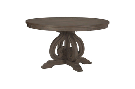 Toulon Dark Oak Rustic Finish Classic Solid Wood Circular Dining Set - Ella Furniture