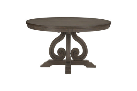 Toulon Dark Oak Rustic Finish Classic Solid Wood Circular Dining Set - Ella Furniture