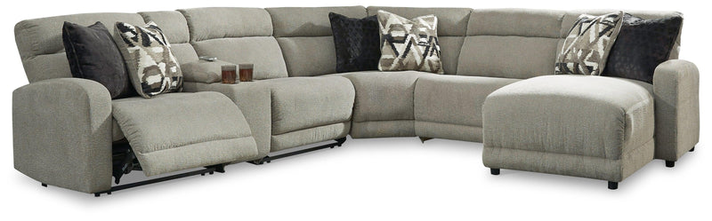Colleyville Stone 6-Piece Power Reclining Sectional With Chaise - Ella Furniture