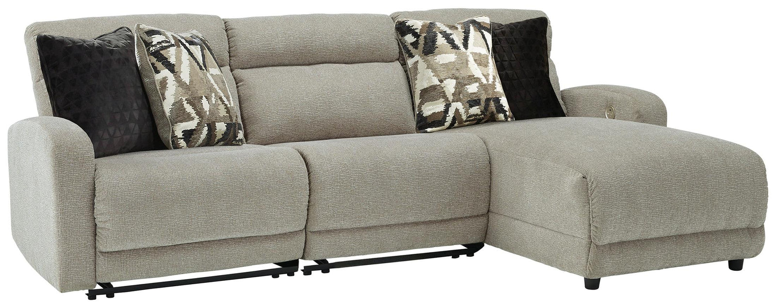 Colleyville Stone 3-Piece Power Reclining Sectional With Chaise - Ella Furniture