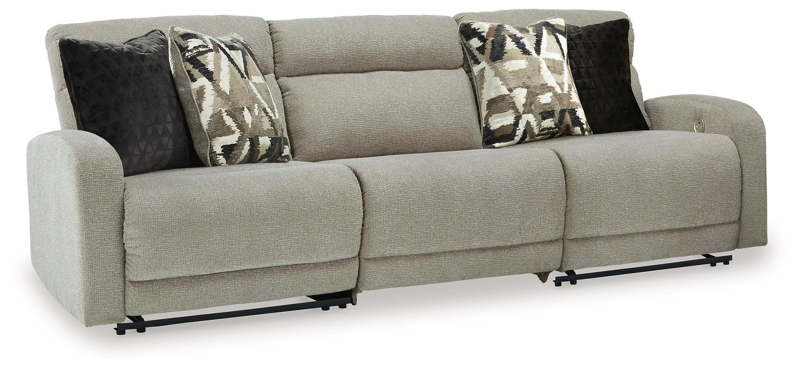 Colleyville Stone Chenille 3-Piece Power Reclining Sectional - Ella Furniture