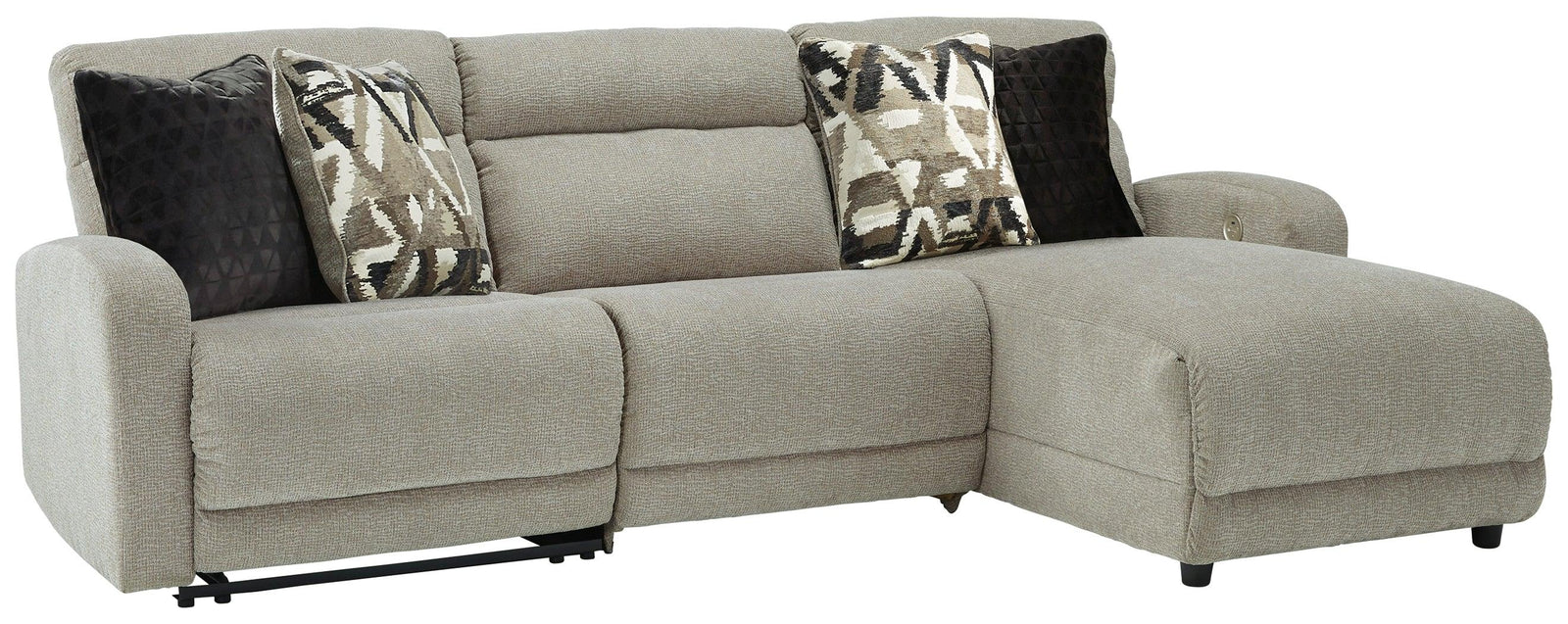 Colleyville Stone Chenille 3-Piece Power Reclining Sectional With Chaise 54405S2 - Ella Furniture