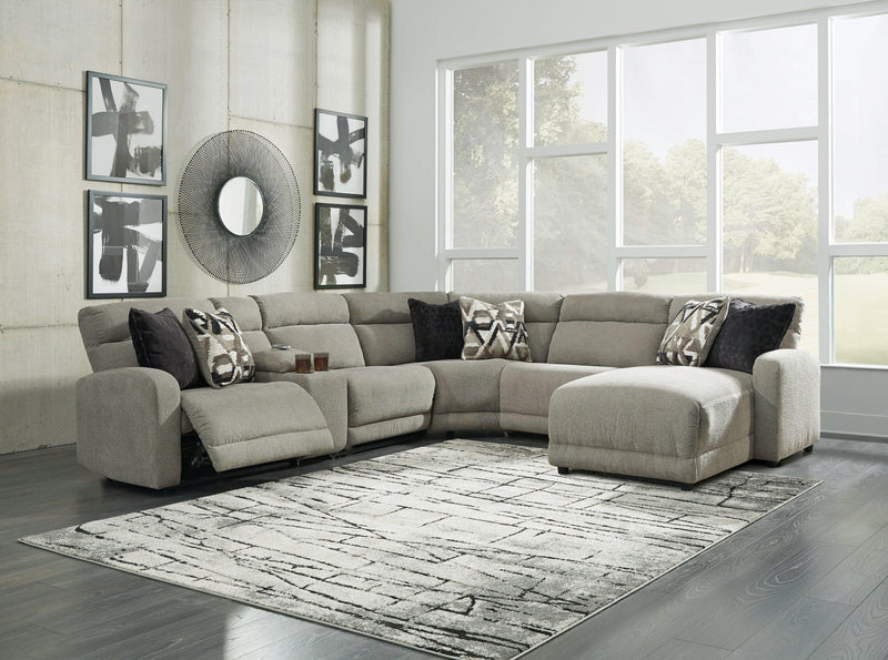 Colleyville Stone 6-Piece Power Reclining Sectional With Chaise - Ella Furniture