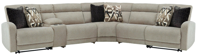 Colleyville Stone Chenille 6-Piece Power Reclining Sectional - Ella Furniture