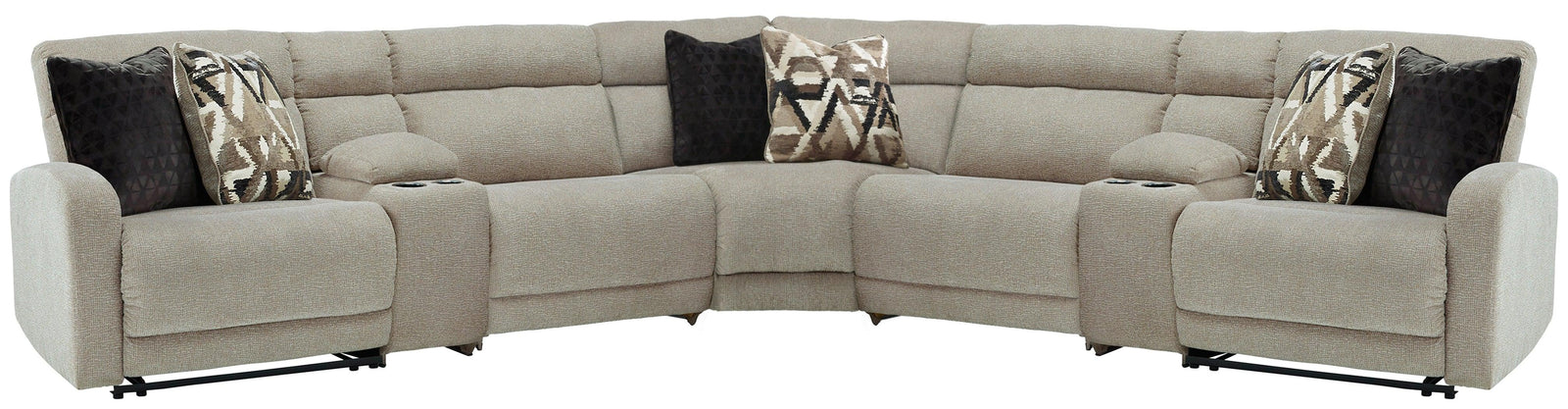 Colleyville Stone Chenille 7-Piece Power Reclining Sectional - Ella Furniture