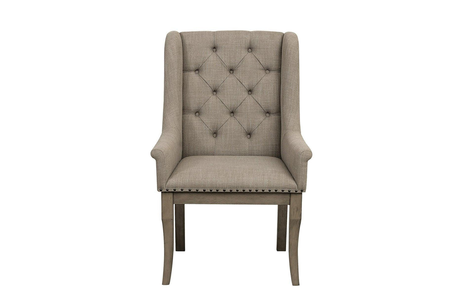 Vermillion Neutral Bisque Wood Button-Tufted Fabric Upholstered Seat Rectangular Dining Room Set - Ella Furniture