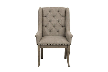 Vermillion Neutral Bisque Wood Button-Tufted Fabric Upholstered Seat Rectangular Dining Room Set - Ella Furniture