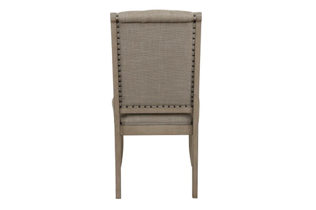 Vermillion Neutral Bisque Wood Button-Tufted Fabric Upholstered Seat Rectangular Dining Room Set - Ella Furniture