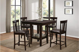 Diego Espresso Finish Modern Solid Wood Faux Leather Seat Square Counter Height Dining Room Set - Ella Furniture