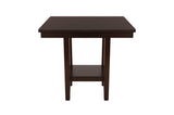 Diego Espresso Finish Modern Solid Wood Faux Leather Seat Square Counter Height Dining Room Set - Ella Furniture