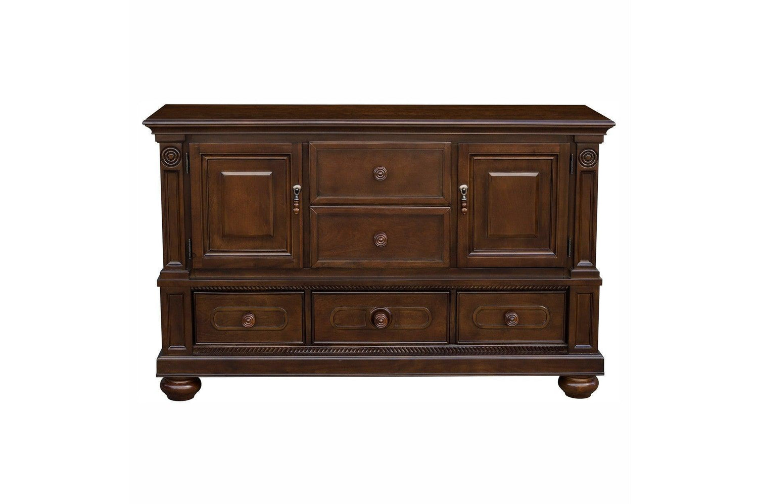 Lordsburg Brown Cherry Solid Wood Faux Leather Upholstered Seat Rectangular Dining Room Set - Ella Furniture