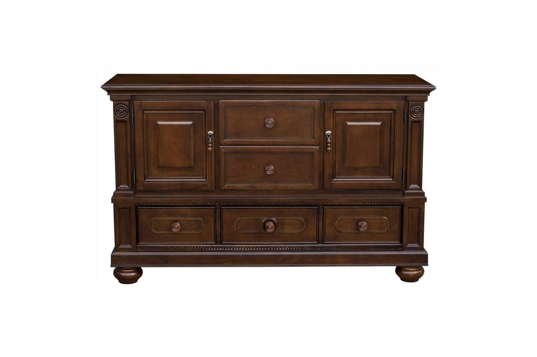 Lordsburg Brown Cherry Solid Wood Faux Leather Upholstered Seat Rectangular Dining Room Set - Ella Furniture