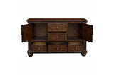 Lordsburg Brown Cherry Solid Wood Faux Leather Upholstered Seat Rectangular Dining Room Set - Ella Furniture