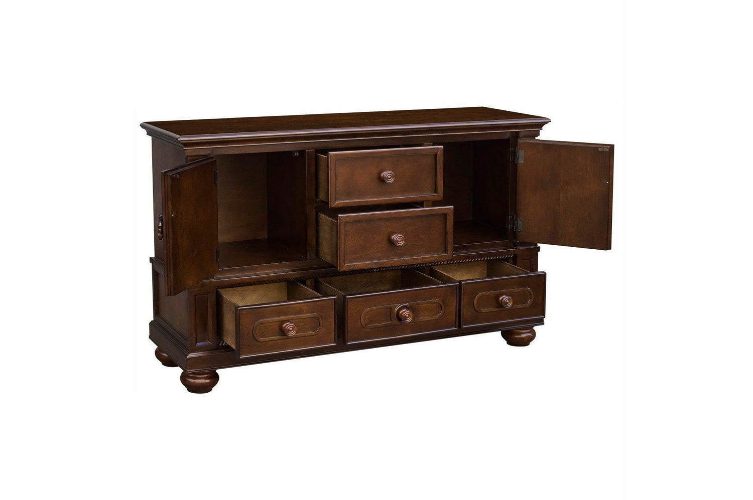 Lordsburg Brown Cherry Solid Wood Faux Leather Upholstered Seat Rectangular Dining Room Set - Ella Furniture