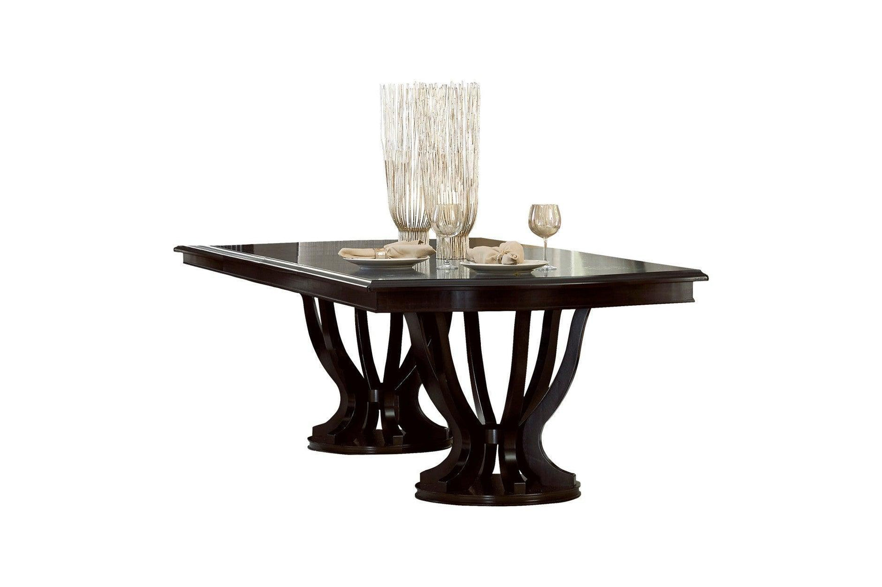 Savion Neutral Espresso Contemporary Wood Fabric Upholstered Seat Rectangular Dining Room Set - Ella Furniture