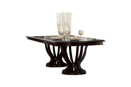 Savion Neutral Espresso Contemporary Wood Fabric Upholstered Seat Rectangular Dining Room Set - Ella Furniture
