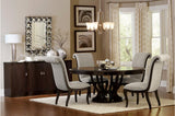 Savion Neutral Espresso Contemporary Solid Wood Fabric Upholstered Seat Circle Dining Room Set - Ella Furniture