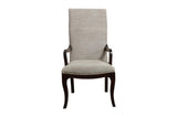 Savion Neutral Espresso Contemporary Solid Wood Fabric Upholstered Seat Circle Dining Room Set - Ella Furniture