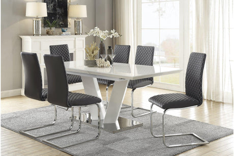 Yannis White/Gray Modern Contemporary Metal Dining Room Set - Ella Furniture