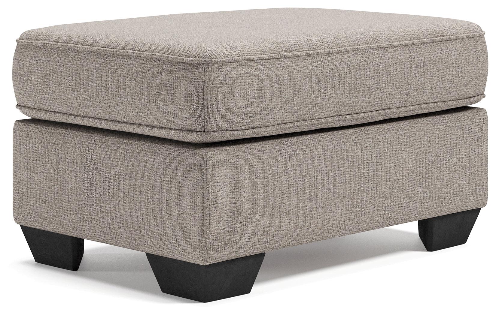 Greaves Stone Chenille Ottoman - Ella Furniture