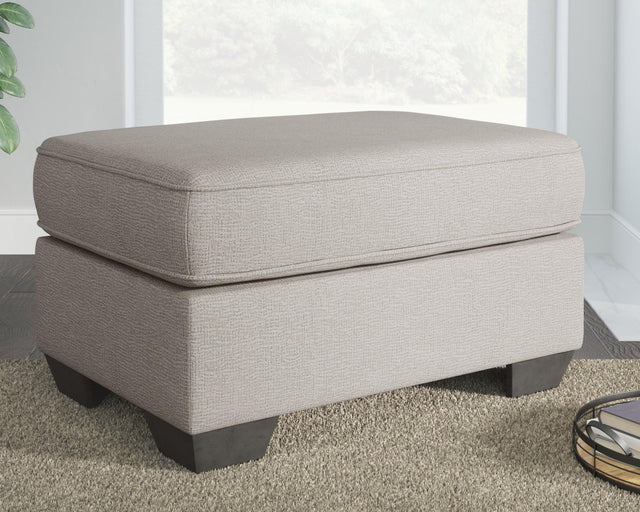 Greaves Stone Chenille Ottoman - Ella Furniture