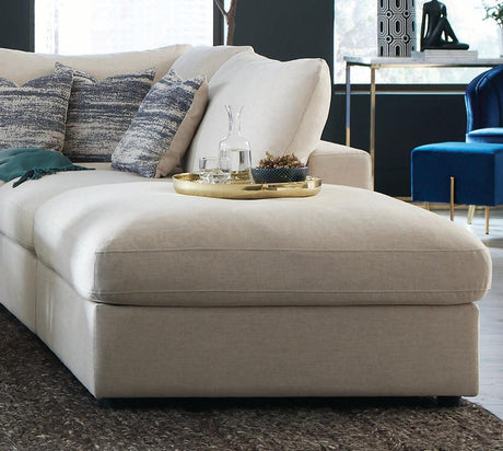 Serene Upholstered Rectangular Ottoman Beige - Ella Furniture