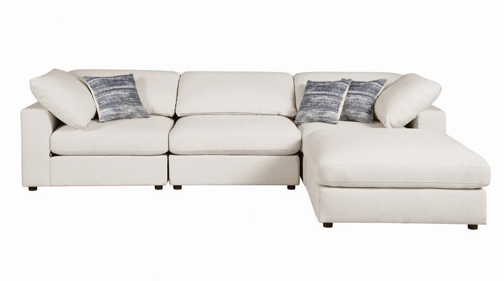 Serene Upholstered Rectangular Ottoman Beige - Ella Furniture