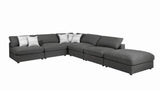 Serene Upholstered Rectangular Ottoman Charcoal - Ella Furniture