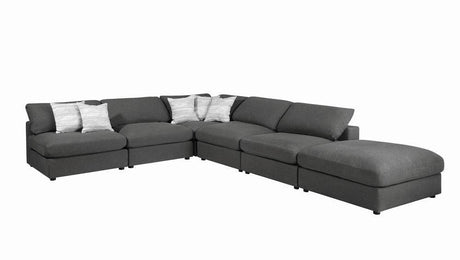 Serene Upholstered Rectangular Ottoman Charcoal - Ella Furniture