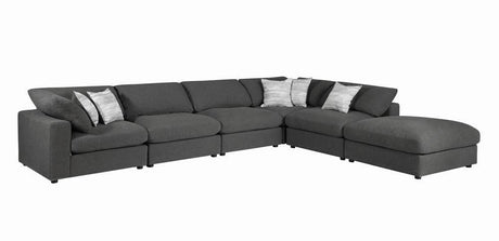 Serene Upholstered Rectangular Ottoman Charcoal - Ella Furniture