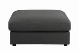 Serene Upholstered Rectangular Ottoman Charcoal - Ella Furniture
