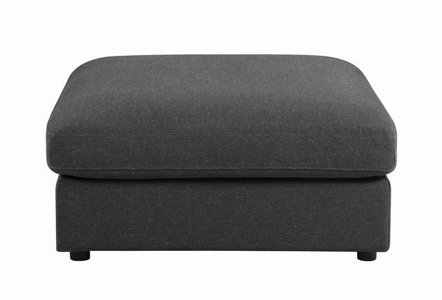 Serene Upholstered Rectangular Ottoman Charcoal - Ella Furniture