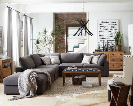 Serene Upholstered Rectangular Ottoman Charcoal - Ella Furniture