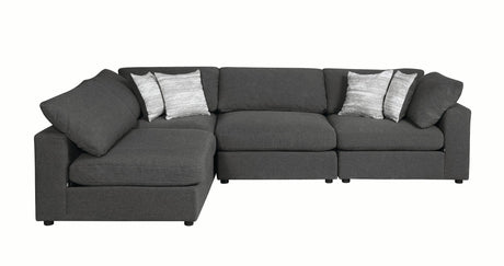 Serene Upholstered Rectangular Ottoman Charcoal - Ella Furniture