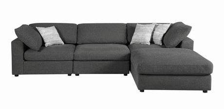 Serene Upholstered Rectangular Ottoman Charcoal - Ella Furniture