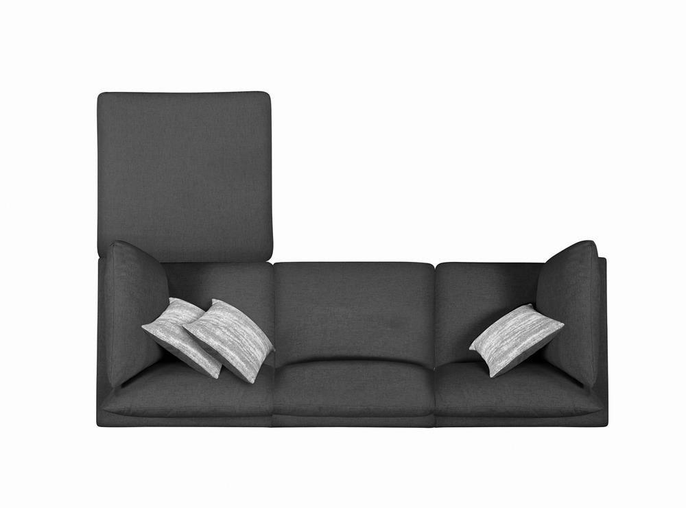 Serene Upholstered Rectangular Ottoman Charcoal - Ella Furniture