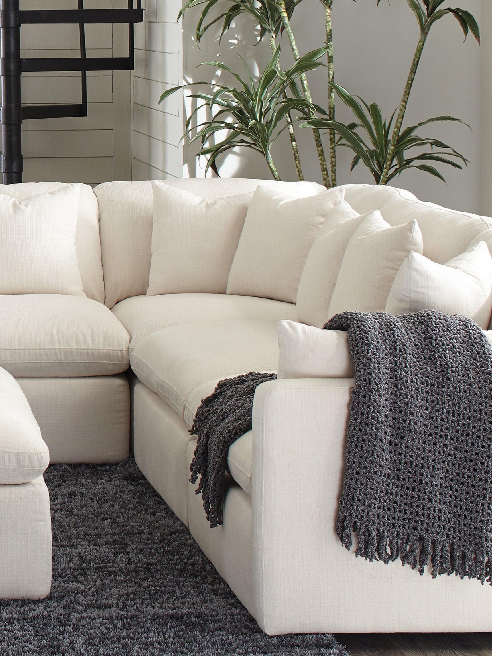 Hobson Cushion Seat Ottoman Off-white - Ella Furniture