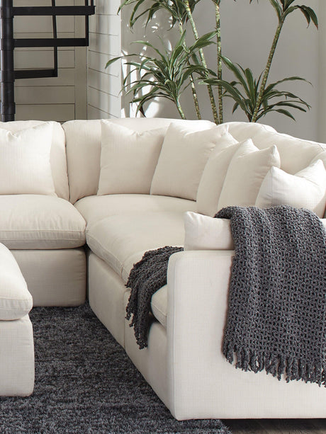 Hobson Cushion Seat Ottoman Off-white - Ella Furniture