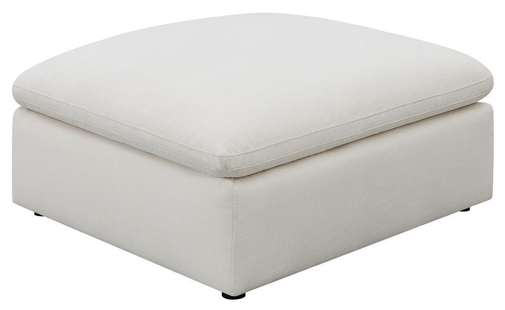 Hobson Cushion Seat Ottoman Off-white - Ella Furniture