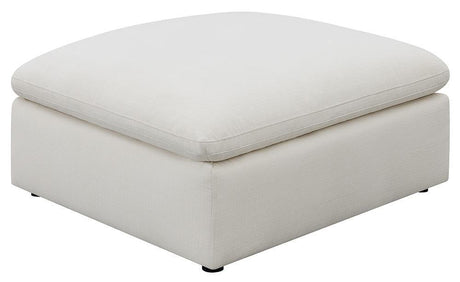Hobson Cushion Seat Ottoman Off-white - Ella Furniture