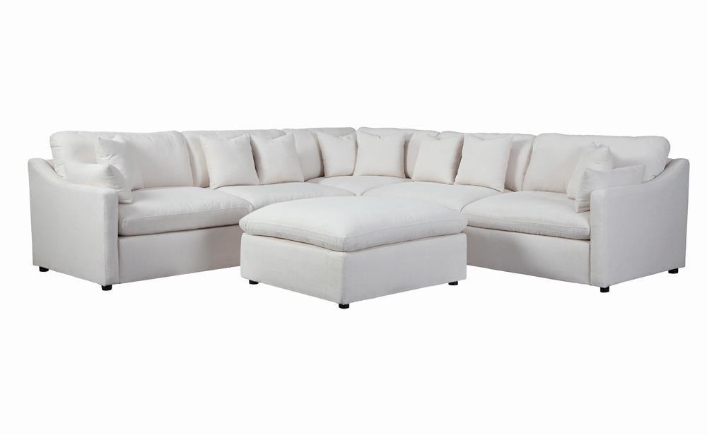 Hobson Cushion Seat Ottoman Off-white - Ella Furniture