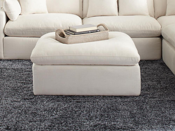 Hobson Cushion Seat Ottoman Off-white - Ella Furniture