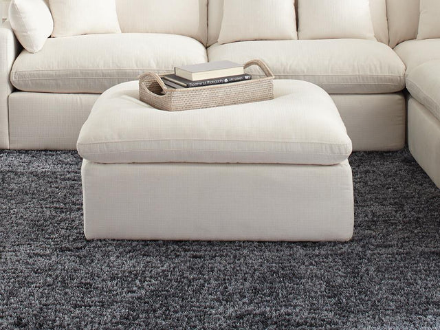 Hobson Cushion Seat Ottoman Off-white - Ella Furniture