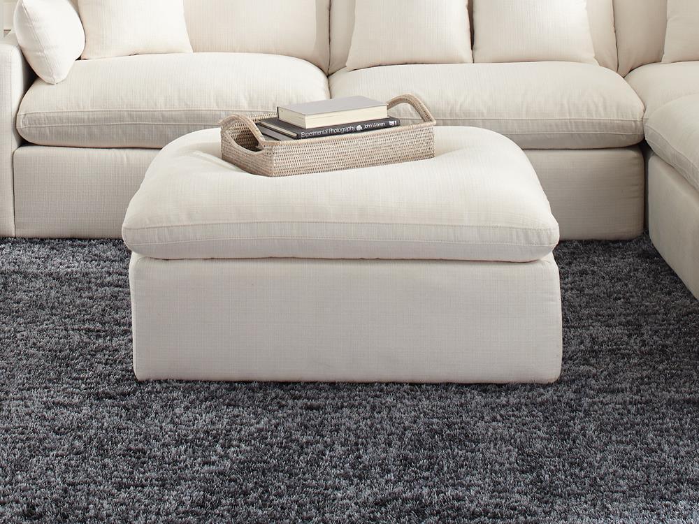 Hobson Cushion Seat Ottoman Off-white - Ella Furniture