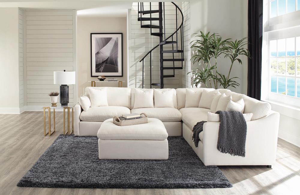 Hobson Cushion Seat Ottoman Off-white - Ella Furniture